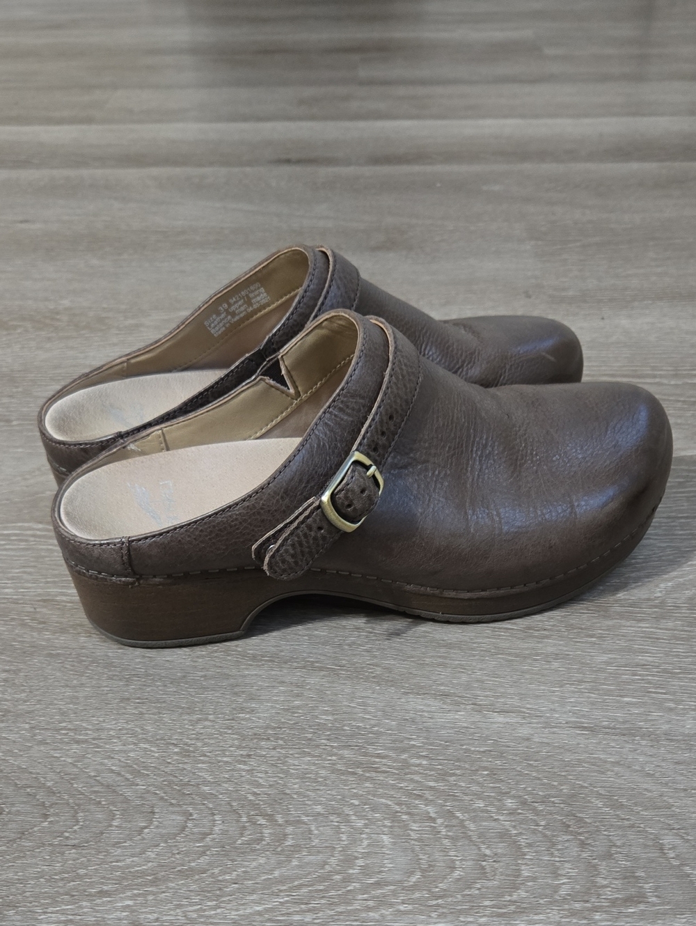 Dansko Women's Brown Leather Clog with Buckle Size 39